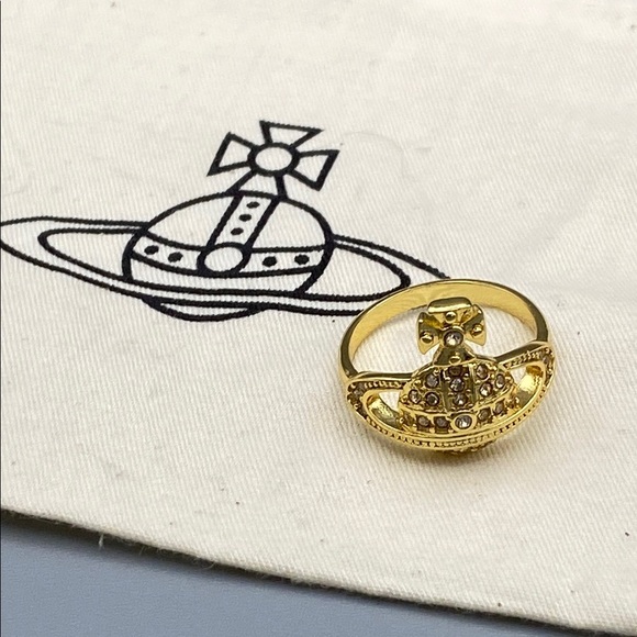 Vivienne Westwood Elegant Gold-Tone Ring with Orb Design
